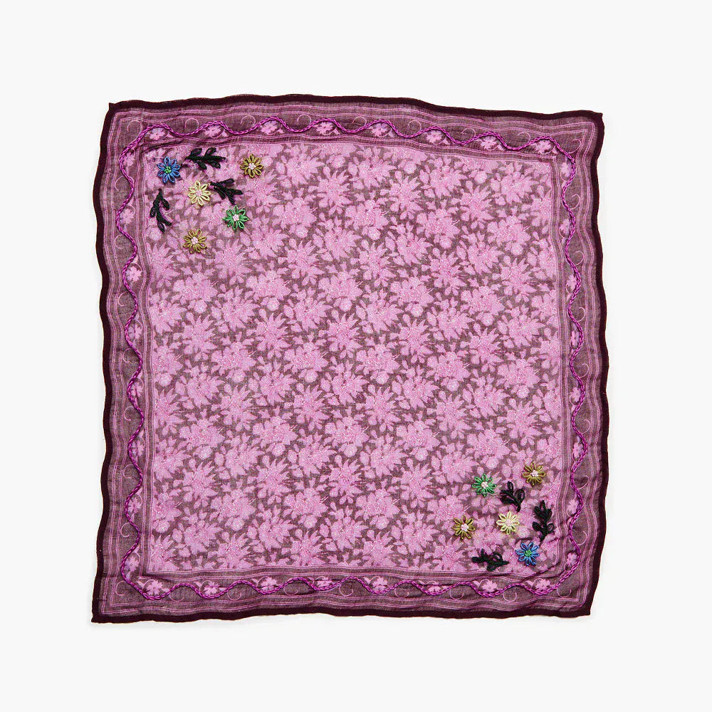 SCRF Embroidered Floral Bandana Orchid