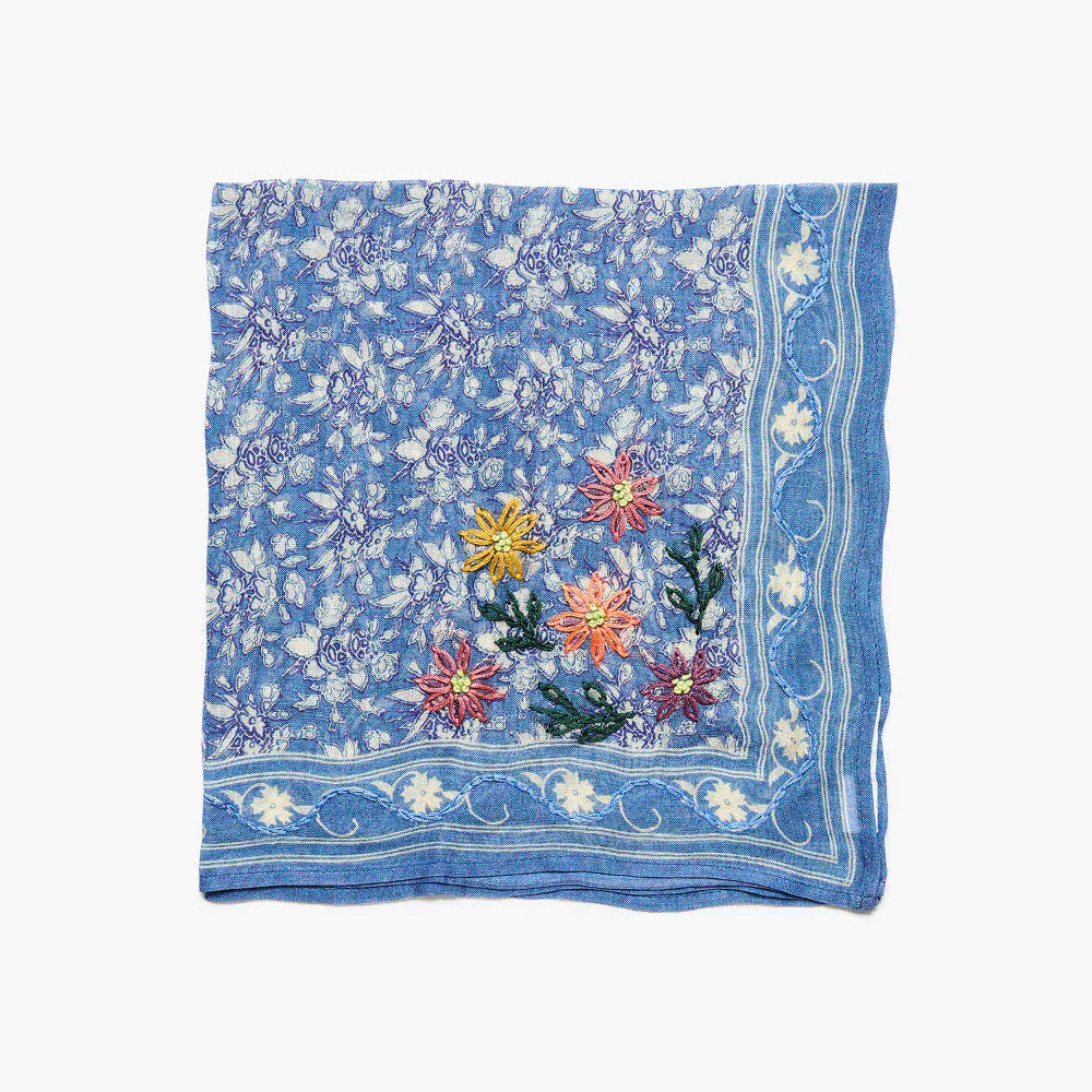 SCRF Embroidered Floral Bandana Porcelain Blue