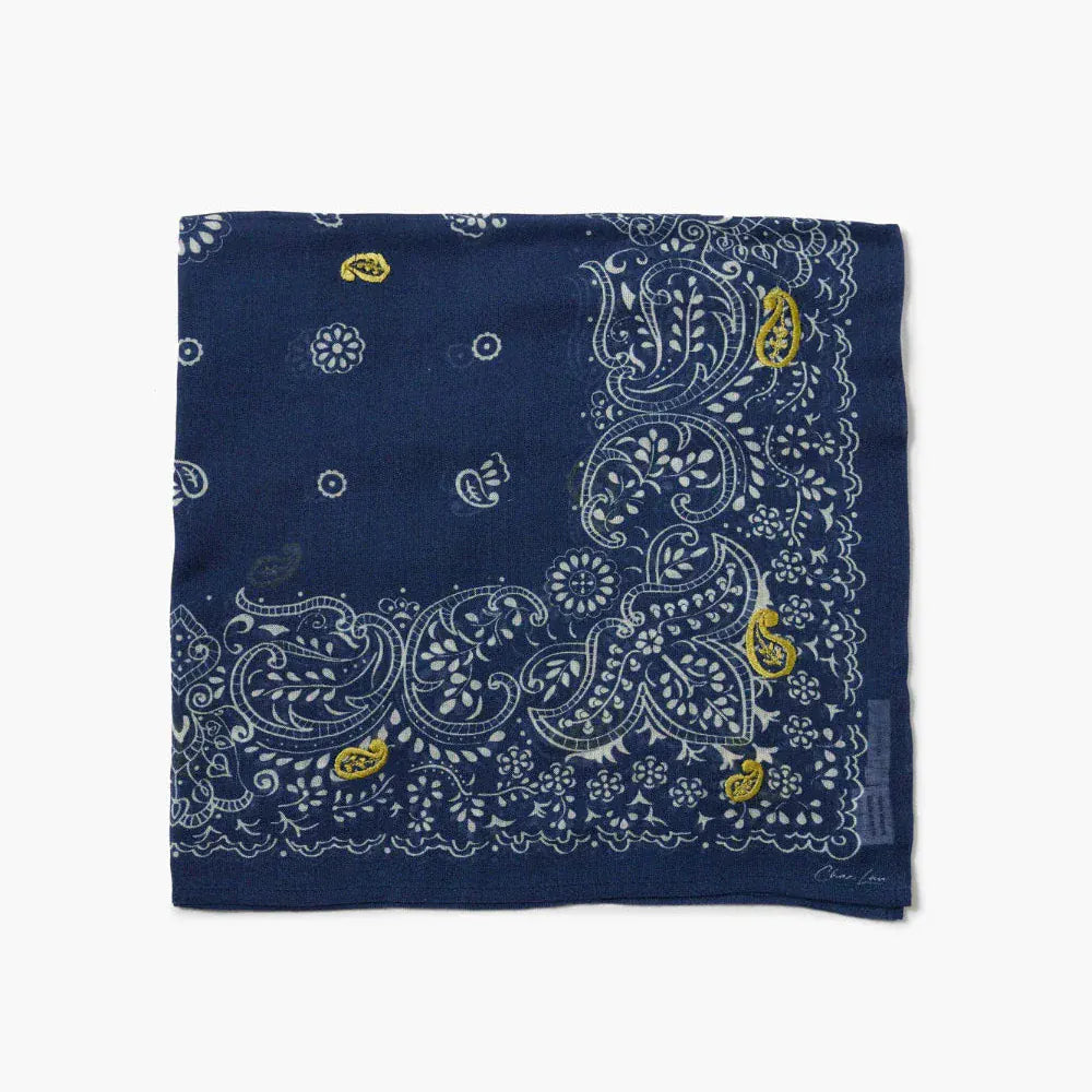 SCRF Embroidered Paisley Bandana Majolica Blue