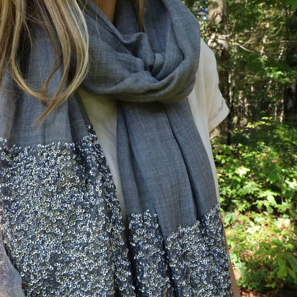 
                  
                    SCRF Grey Wool/Silk Scarf With Sequins
                  
                