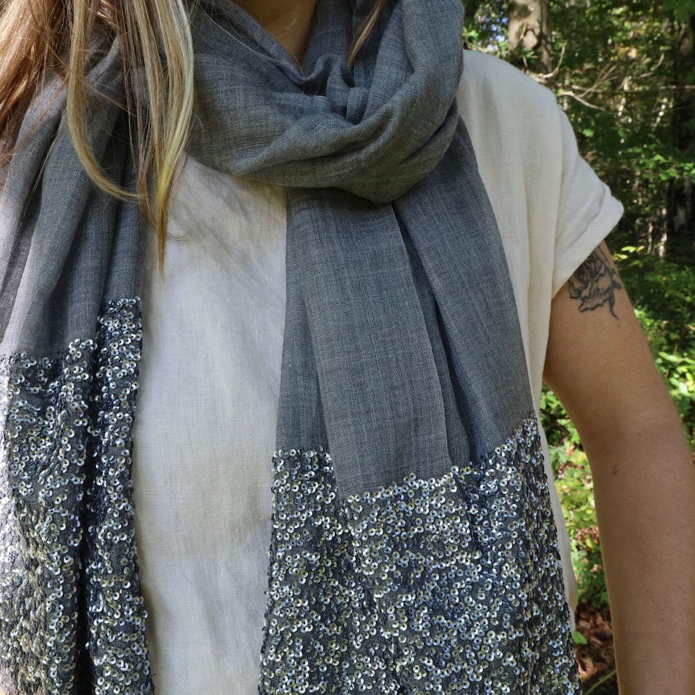 
                  
                    SCRF Grey Wool/Silk Scarf With Sequins
                  
                