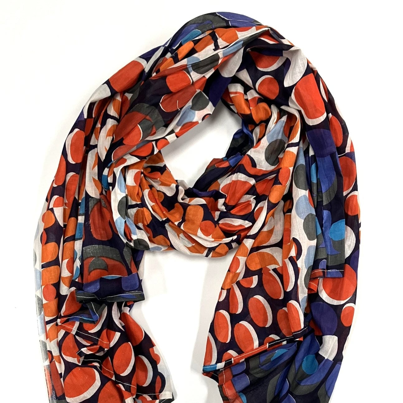 SCRF Hand Block Printed Cotton Circles Scarf