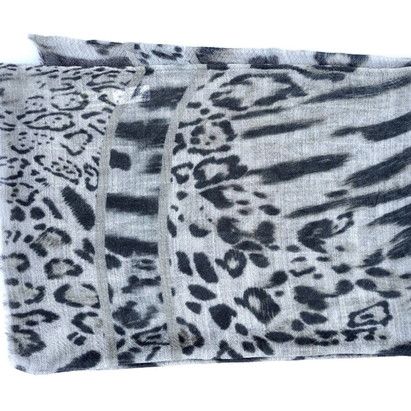 SCRF Himalayan Leopard Print Wool Scarf/Wrap Grey