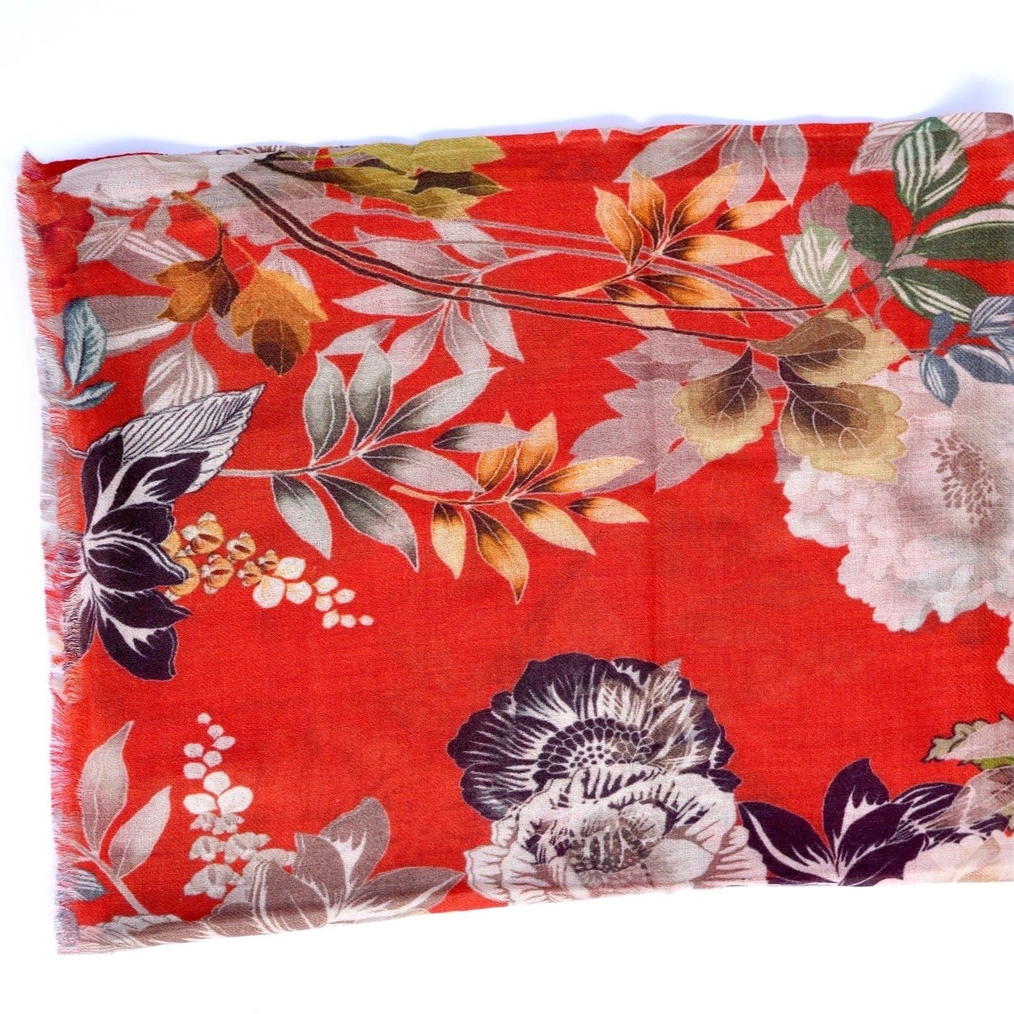 SCRF Lhasa Floral Wool Scarf/Wrap Orange