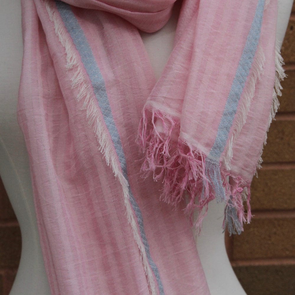 SCRF Light Pink Tone on Tone Striped Cotten Scarf