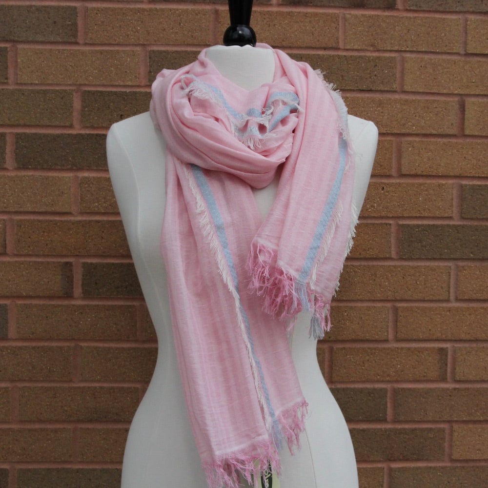 SCRF Light Pink Tone on Tone Striped Cotten Scarf