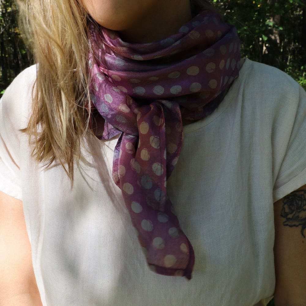 SCRF Mila Polka Dot Silk Scarf ~ Purple