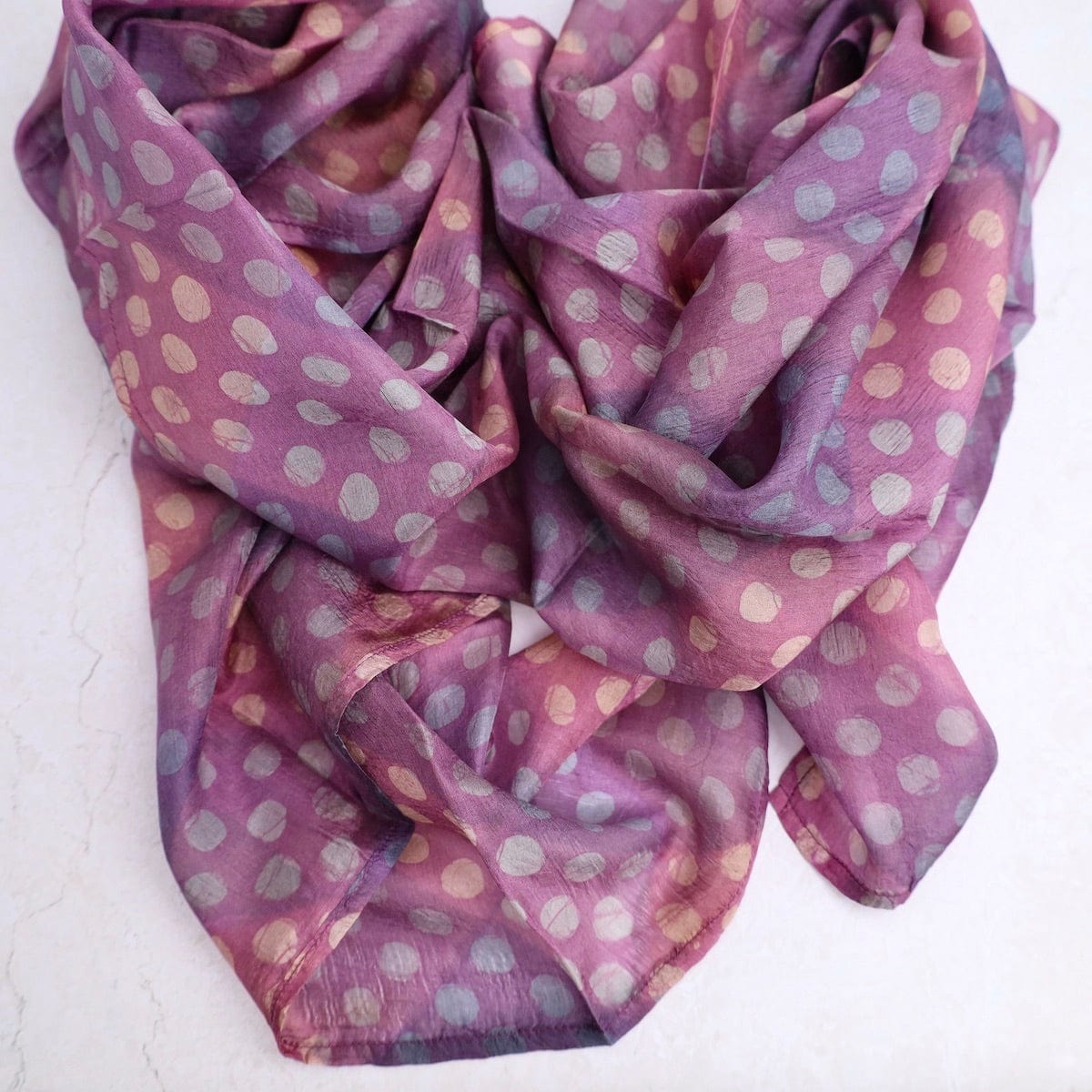 SCRF Mila Polka Dot Silk Scarf ~ Purple