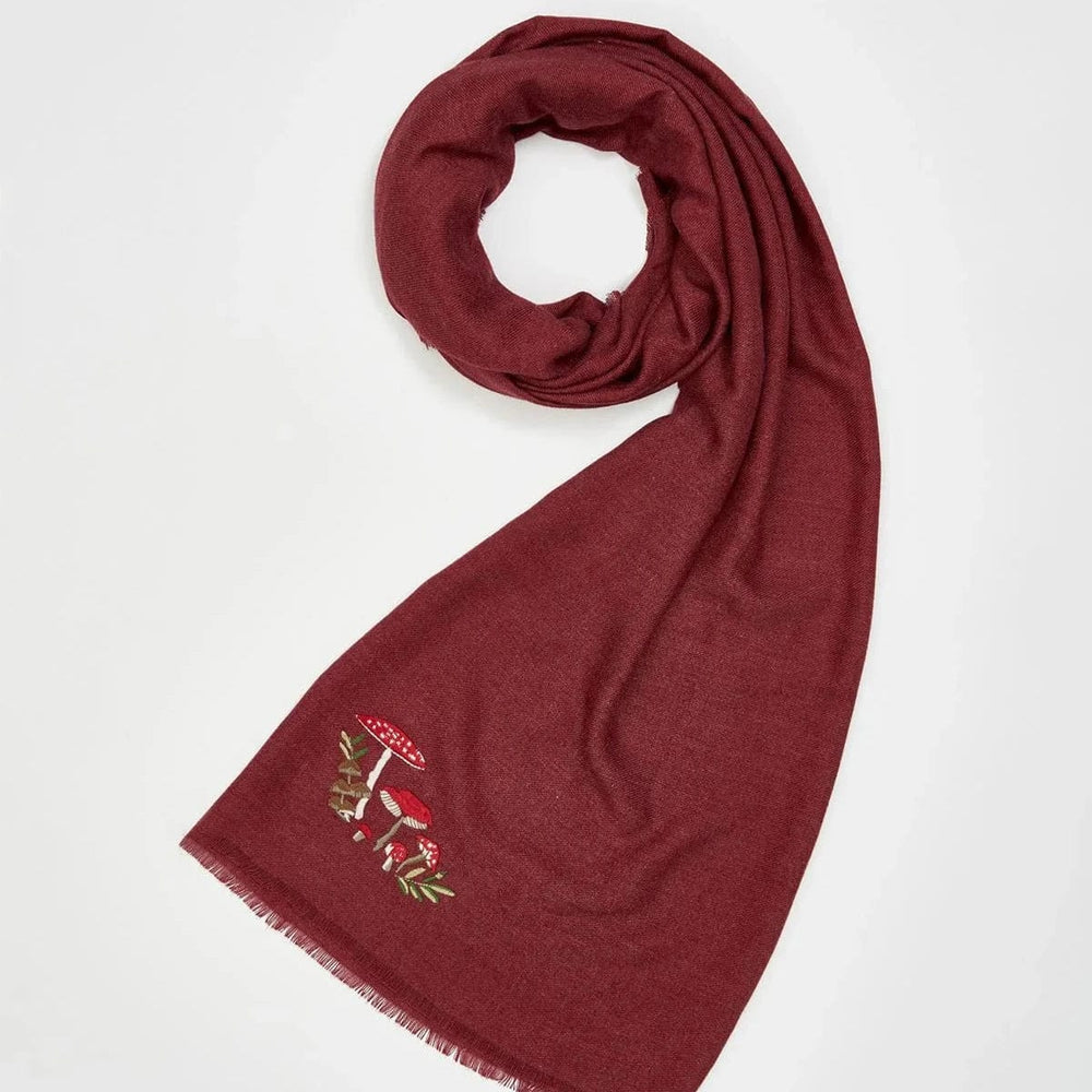 
                      
                        SCRF Mushroom Embroidered Burgundy Pashmina Scarf
                      
                    