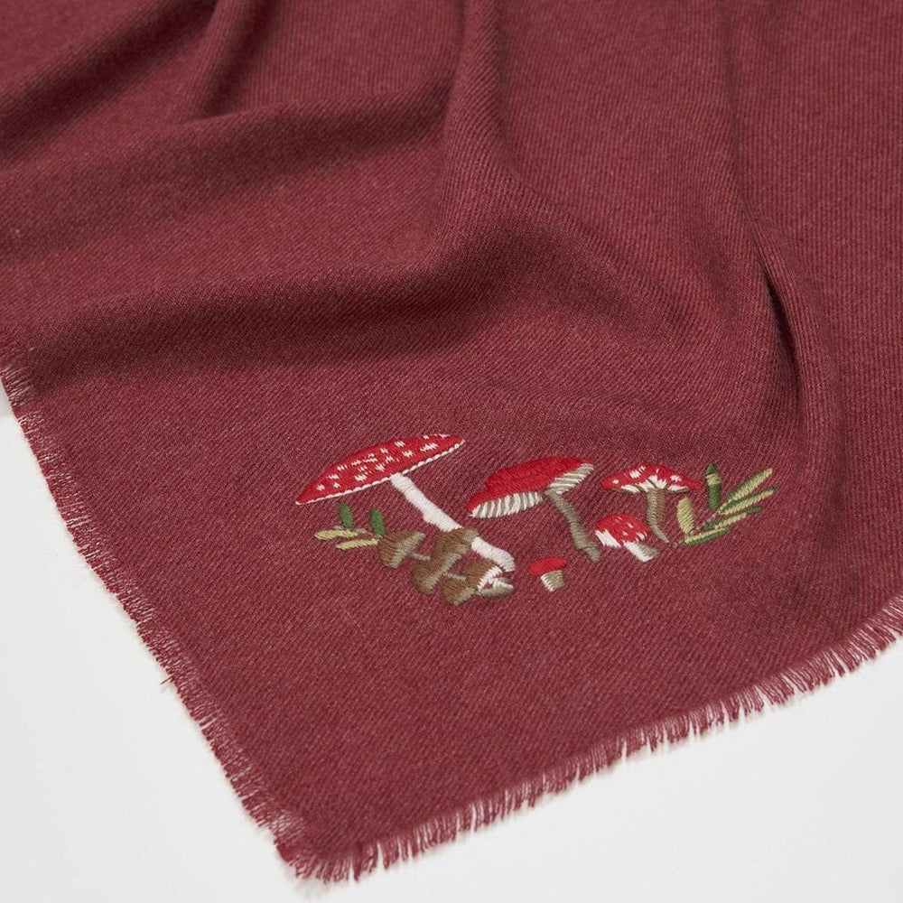 
                      
                        SCRF Mushroom Embroidered Burgundy Pashmina Scarf
                      
                    