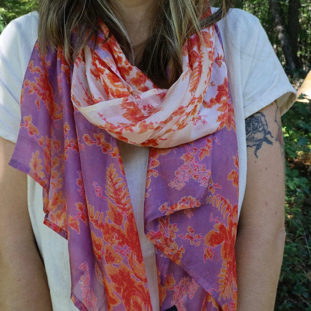 SCRF Orange & Lilac Grace Silk Scarf