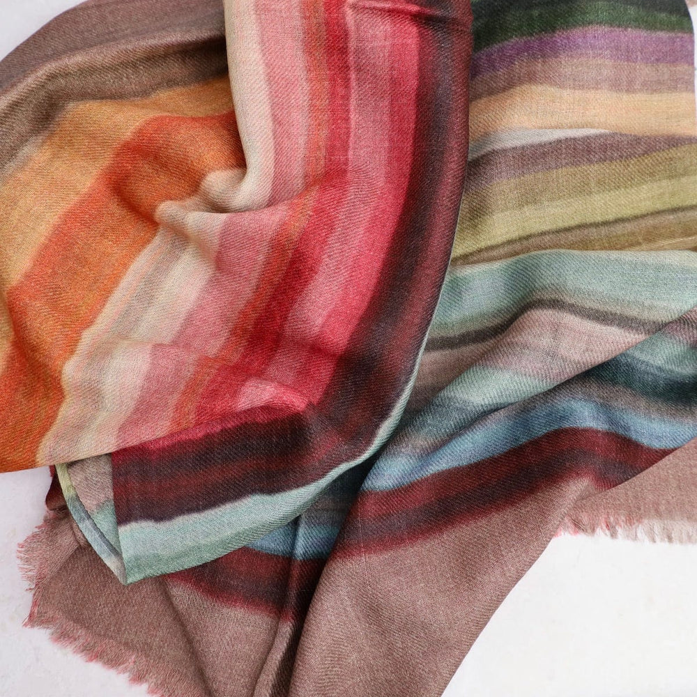 SCRF Pangden Wool/Silk Scarf - Earth Stripes