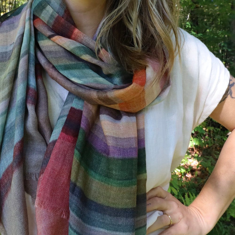 SCRF Pangden Wool/Silk Scarf - Earth Stripes