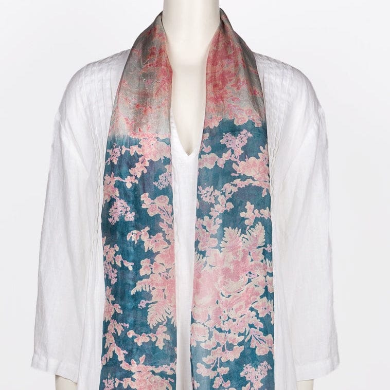 SCRF Petrol Rose Silk Scarf