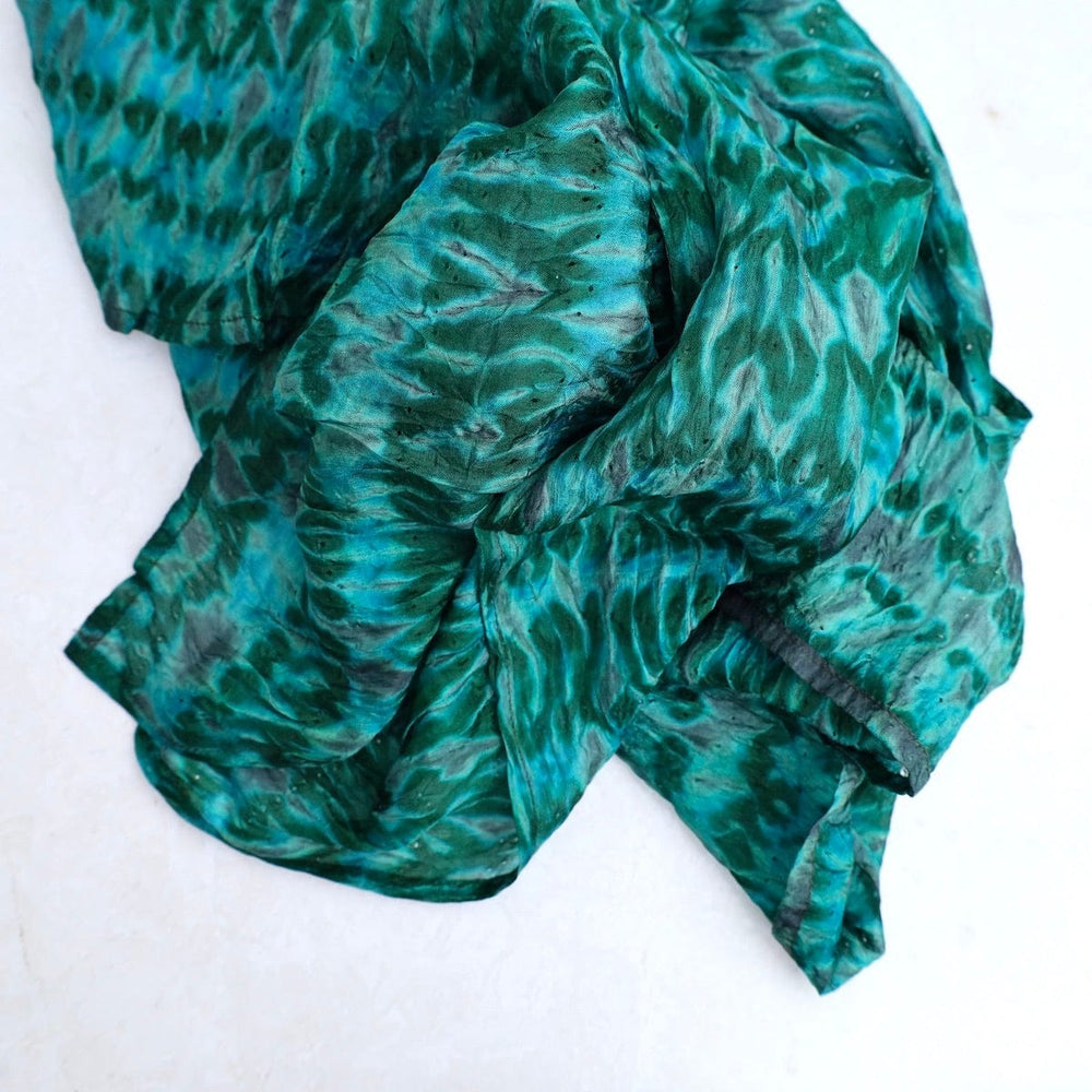 SCRF Royal Blue & Green Savannah Silk Shibori Scarf