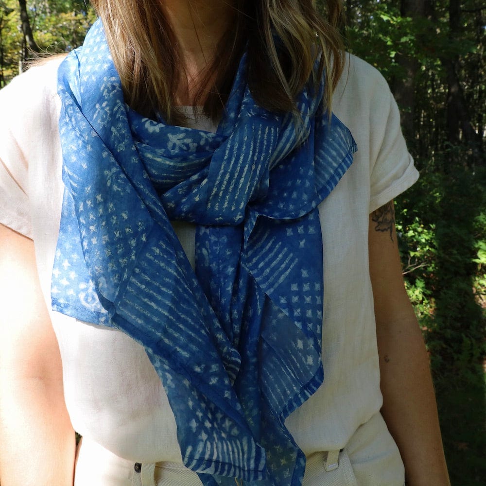 
                  
                    SCRF Silk Scarf ~ Soft Blue with Patterns
                  
                