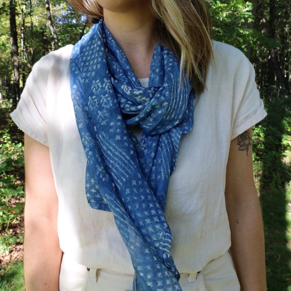 
                  
                    SCRF Silk Scarf ~ Soft Blue with Patterns
                  
                