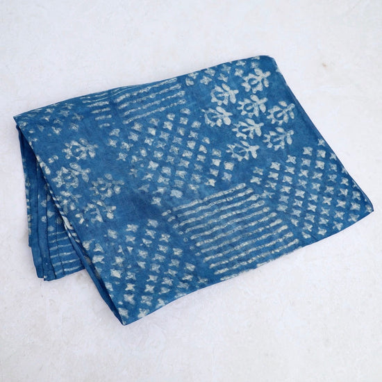 SCRF Silk Scarf ~ Soft Blue with Patterns