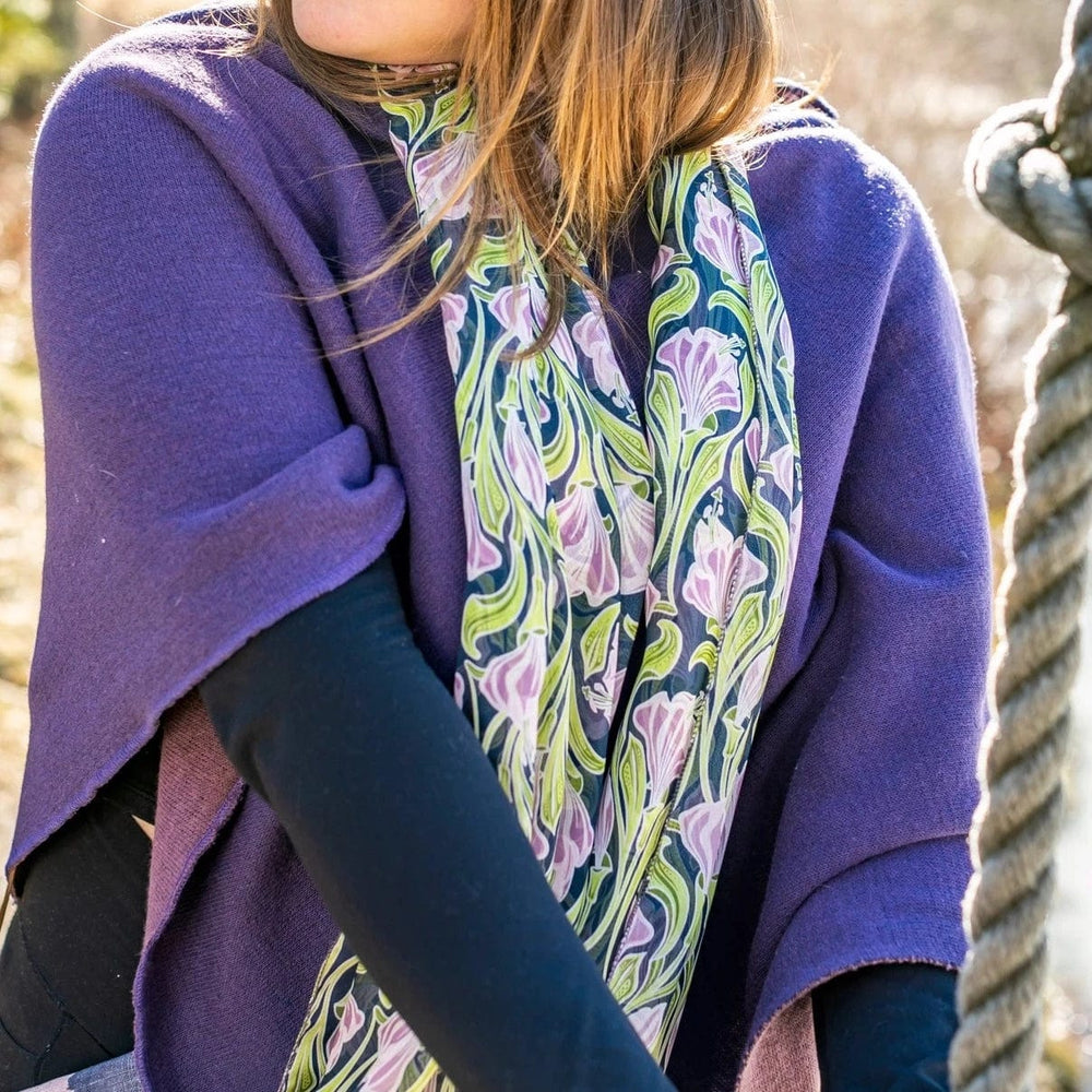 SCRF Straight Cut Scarf - Purple Floral