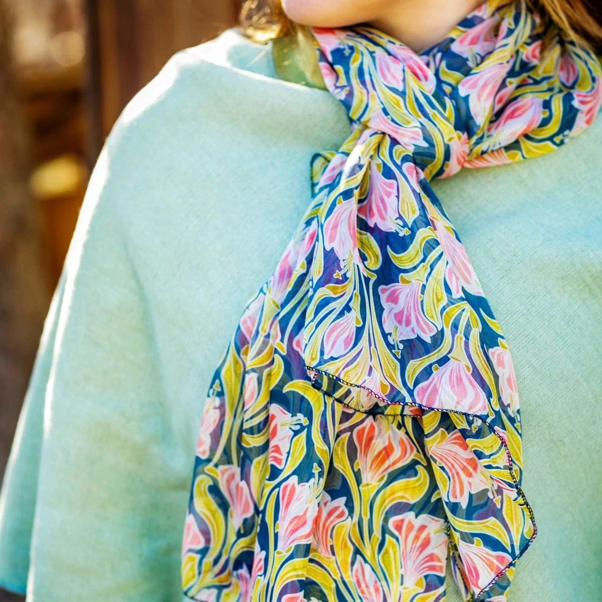 SCRF Straight Cut Scarf - Yellow Floral