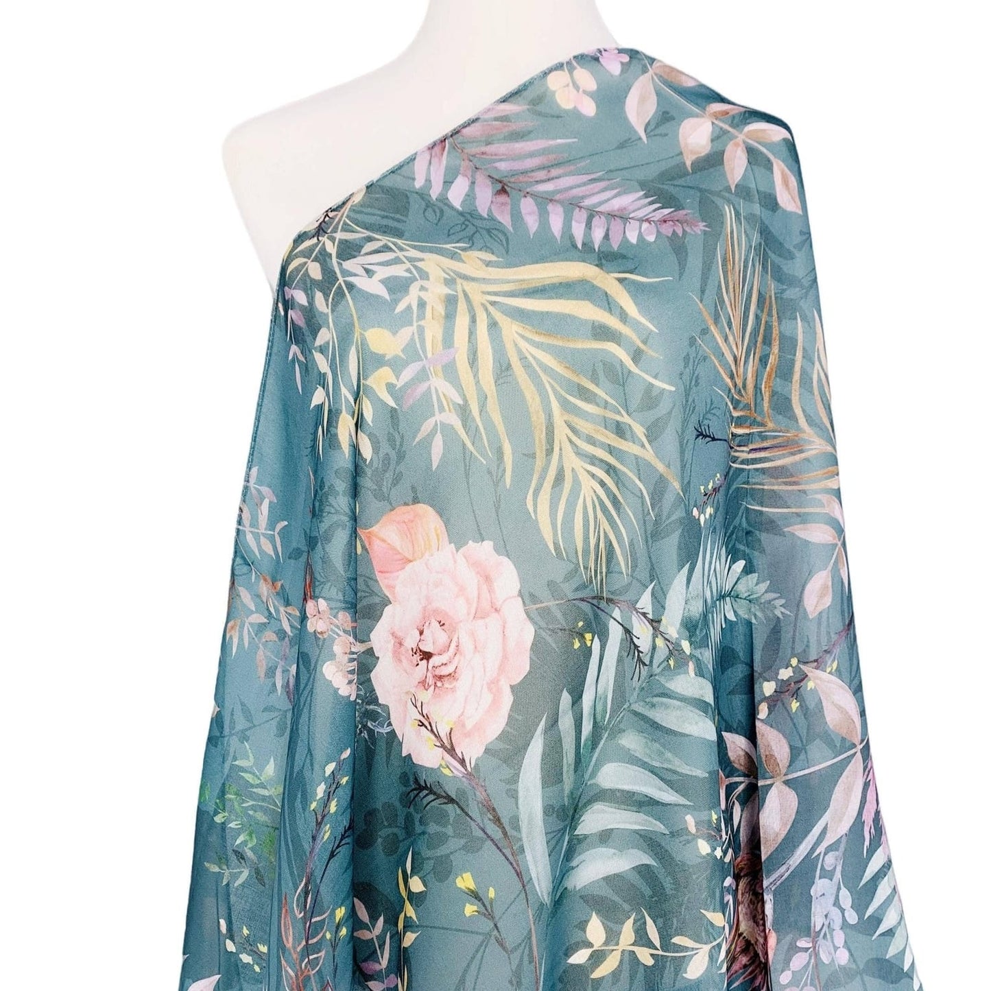 SCRF Teal-Pink Floral Scarf