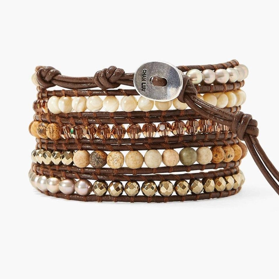 WRP Champagne & Mother Of Pearl Mix Wrap Bracelet