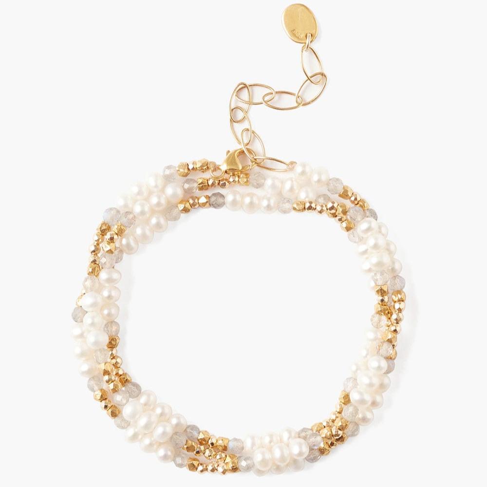 WRP-GPL Antica Triple Naked Wrap Bracelet White Pearl