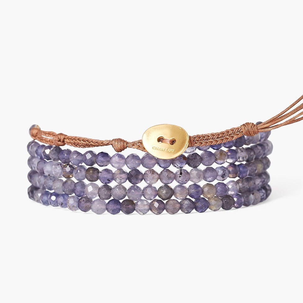 WRP-GPL Iolite Mix Gold Coin Naked Wrap Bracelet