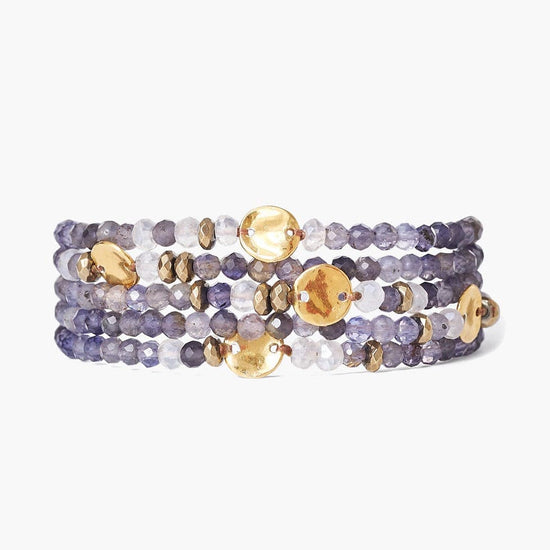 WRP-GPL Iolite Mix Gold Coin Naked Wrap Bracelet