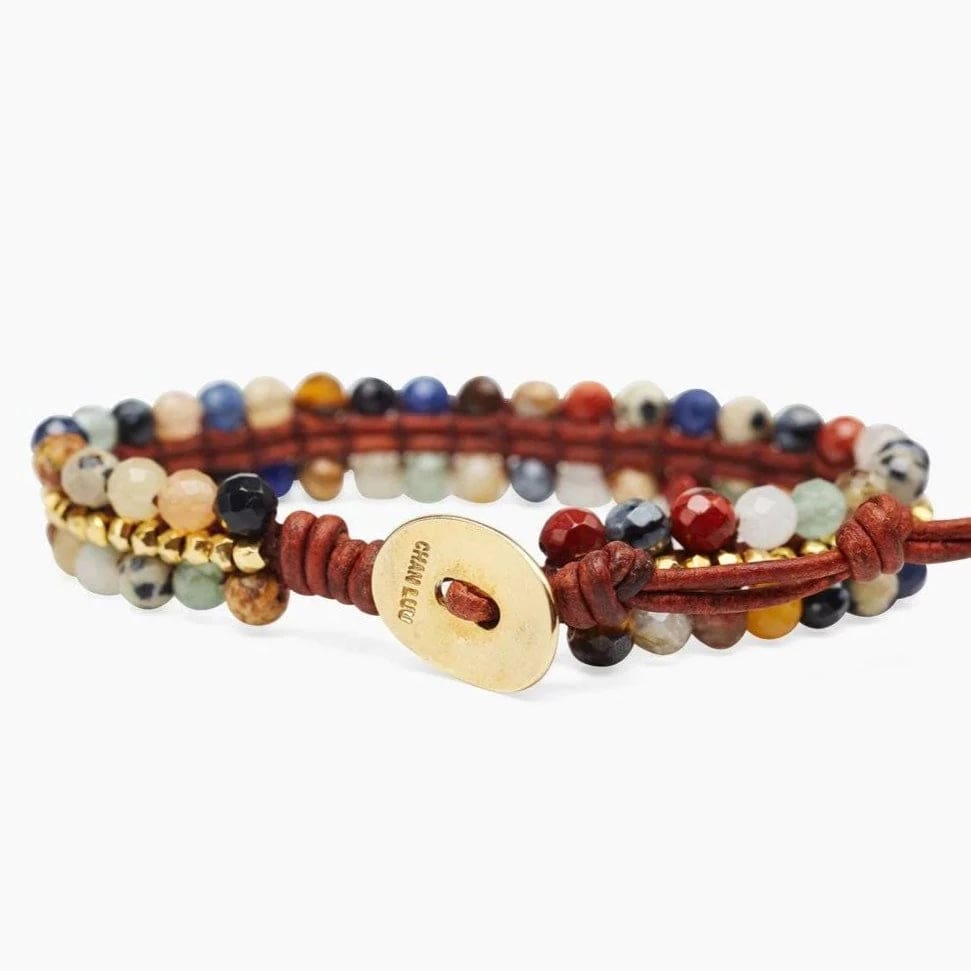 WRP-GPL Multi and Gold Nugget Single Wrap Bracelet