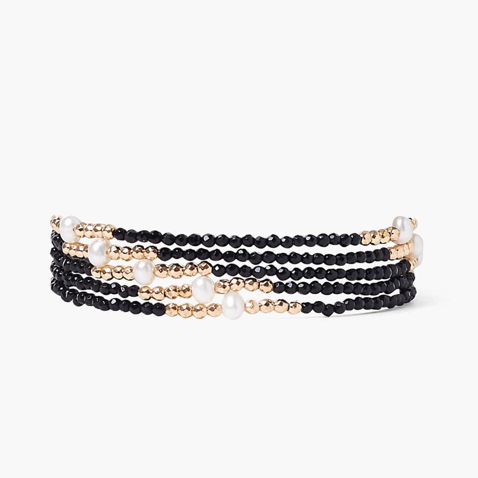 WRP-GPL Onyx Mix Gold Step Naked Wrap Bracelet