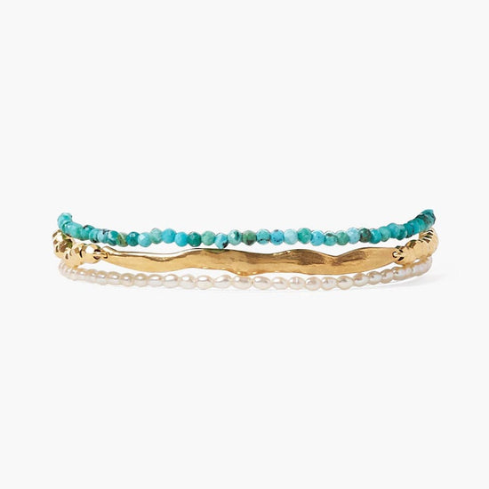 Load image into Gallery viewer, WRP-GPL Turquoise Gold Wave Naked Wrap Bracelet
