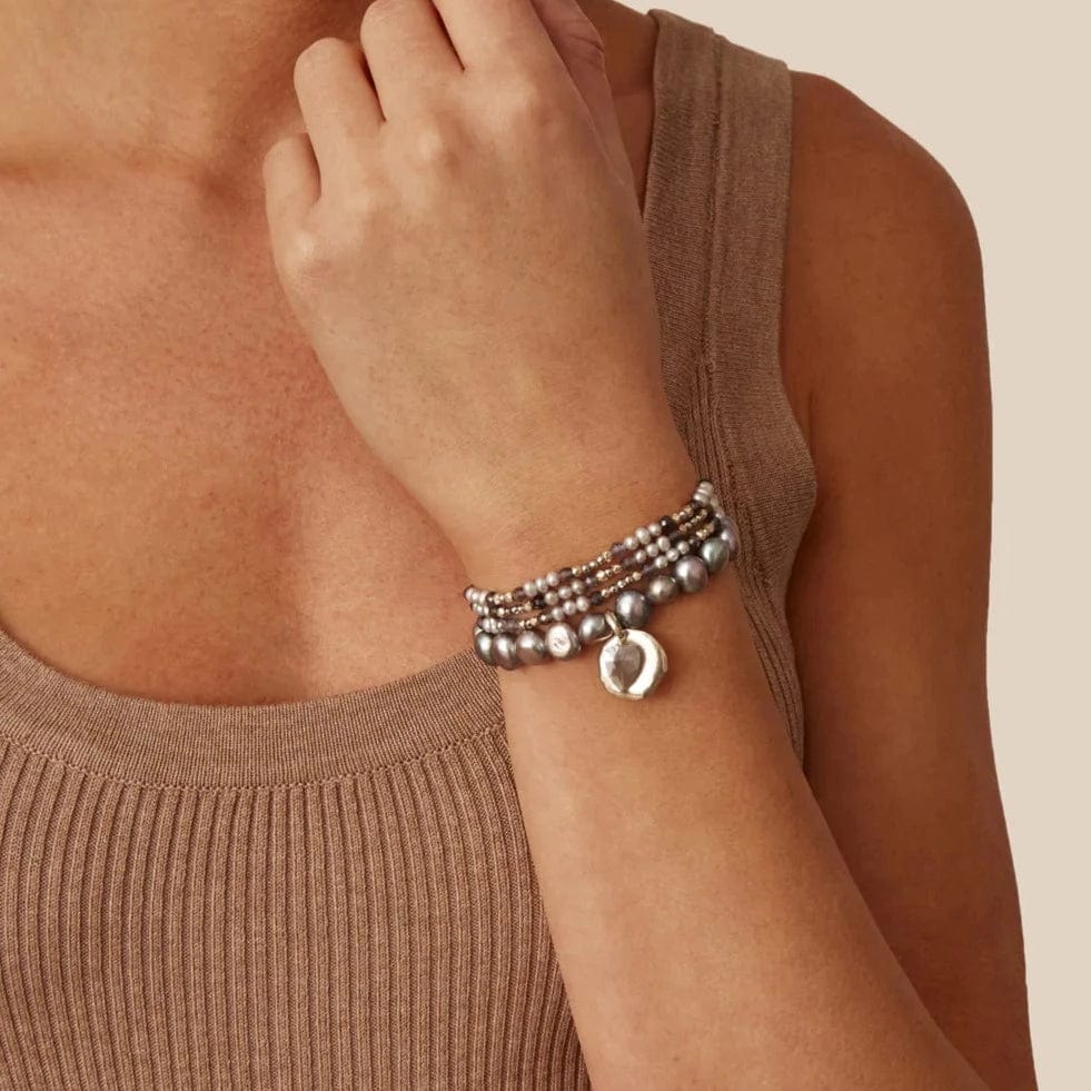 WRP Grey Mix and Pearl Step Naked Wrap Bracelet