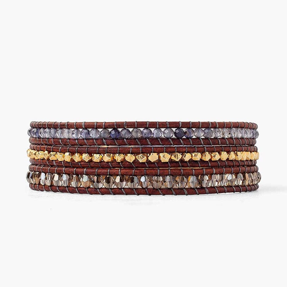 WRP Iolite & Gold Triple Wrap Bracelet