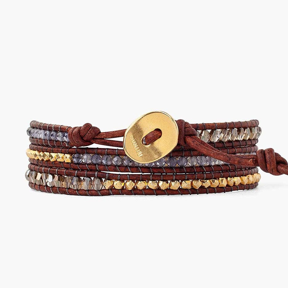 WRP Iolite & Gold Triple Wrap Bracelet