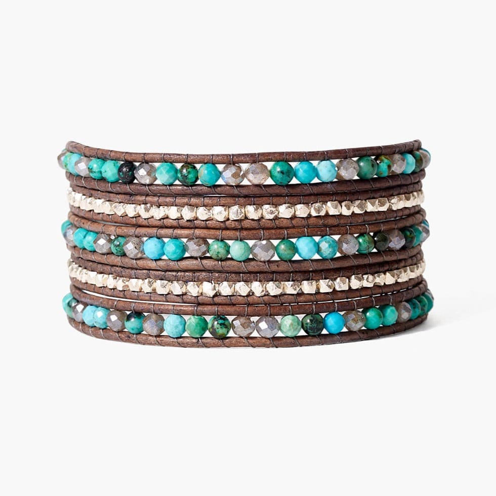 
                      
                        WRP Mixed Wrap Bracelet on Leather - Turquoise Mix
                      
                    