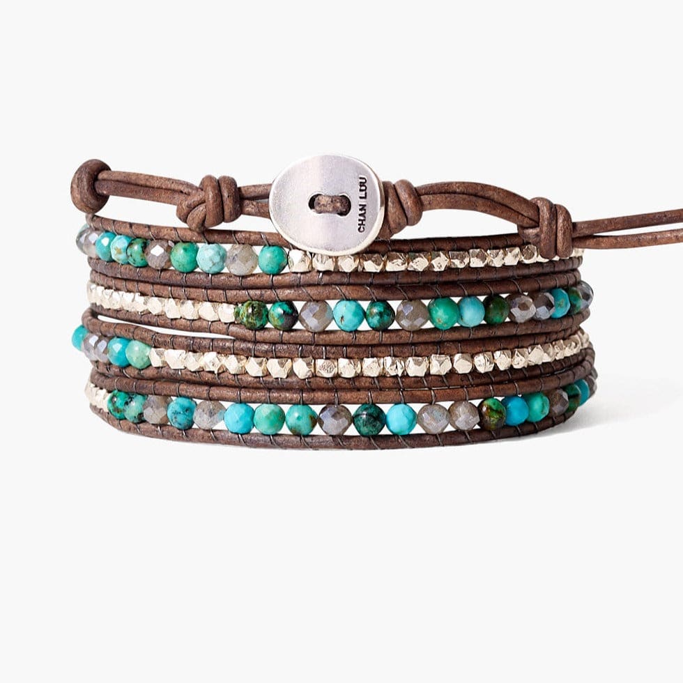 
                      
                        WRP Mixed Wrap Bracelet on Leather - Turquoise Mix
                      
                    