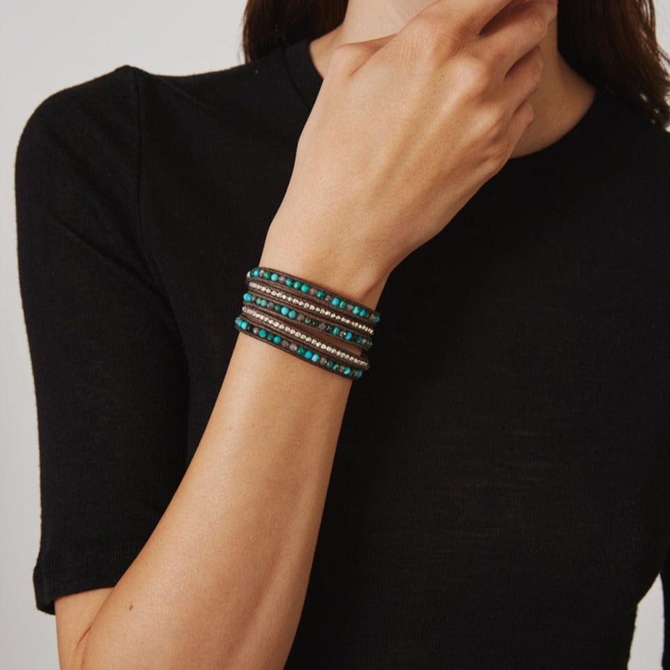 
                      
                        WRP Mixed Wrap Bracelet on Leather - Turquoise Mix
                      
                    