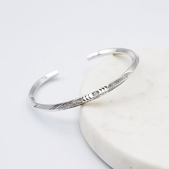 KNIFE EDGE STERLING SILVER CUFF WITH STAMPING