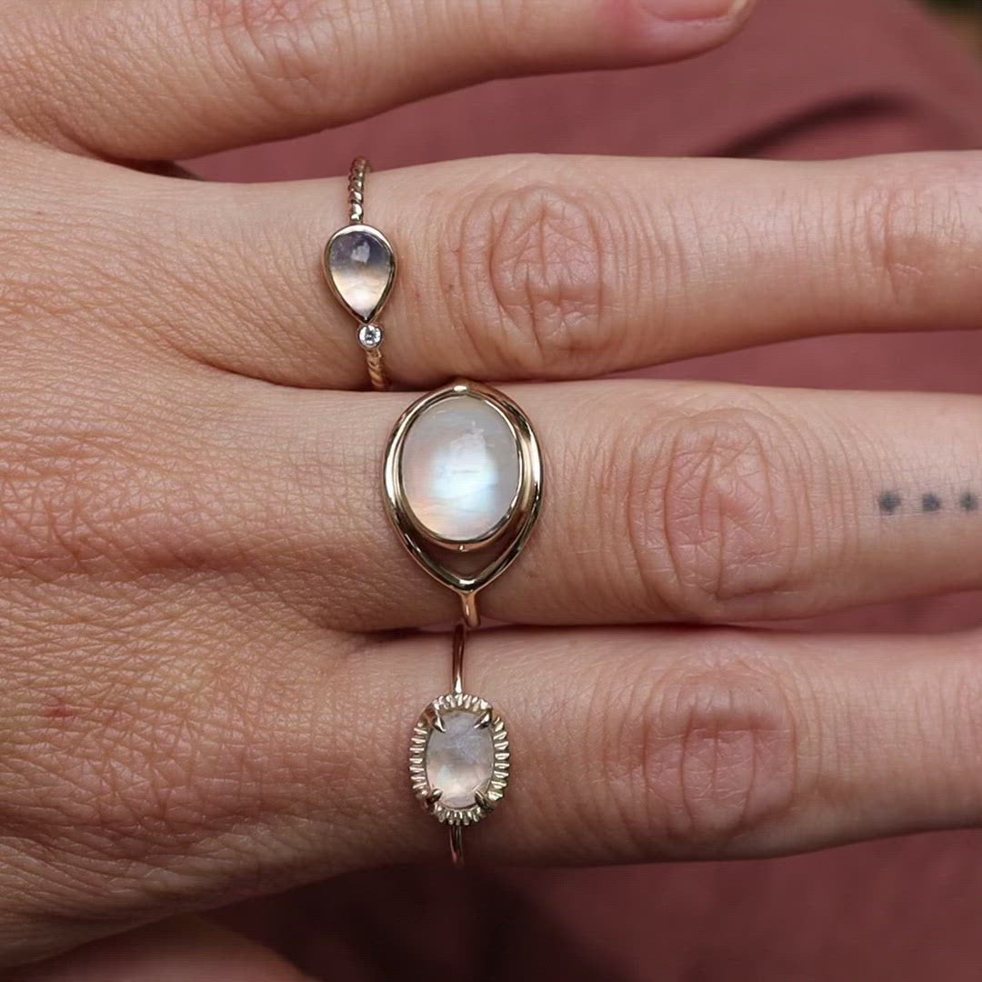 Stardust Ring - Moonstone & White Diamond