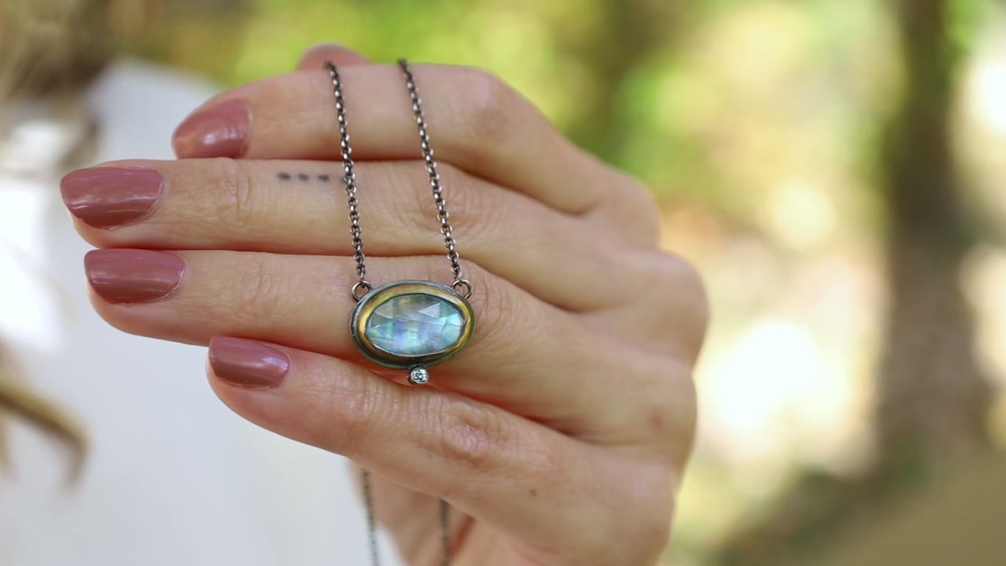 Crescent Rim Necklace with Moonstone